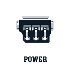 Engine Block Pistons Power Logo