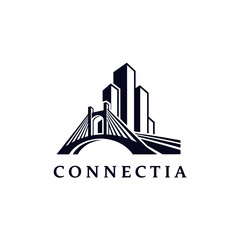 Modern Connectia City Bridge Skyline Logo