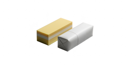 Two rectangular blocks one yellow one white against a stark contrast background illustration