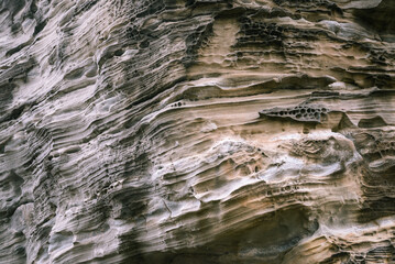 Countless striations and hollows on the sandstone rocks