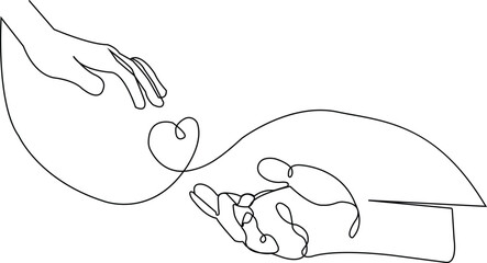 two hand with love line art vector. romantic young couple illustration
