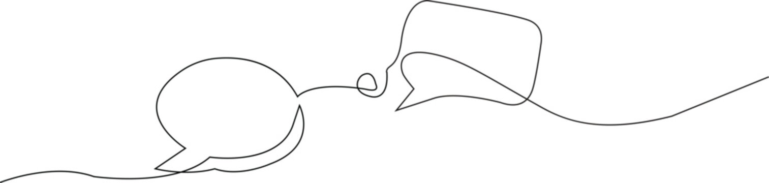 One line drawing Speech bubble vector. Communication chat messenger single line vector linear icon. Dialog cloud, chat bubble template outline line design.Vector illustration