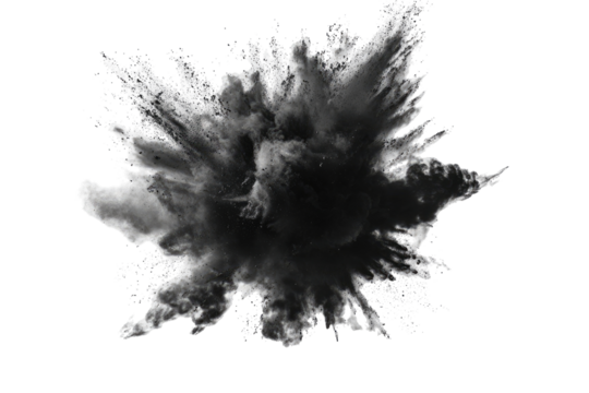 Abstract grayscale ink splatter.  A dark, central, radiating splatter of ink, with lighter, diffused edges.  It suggests a burst or explosion