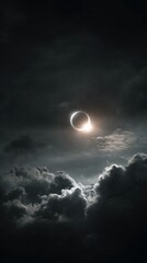 solar eclipse in the dark sky with copy space