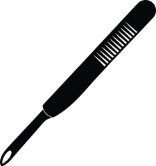 Scalpel knife silhouette minimal vector illustration, sharp precision surgical tool concept