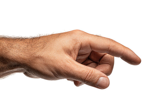 Close-up of a hand, light-skinned, pointing