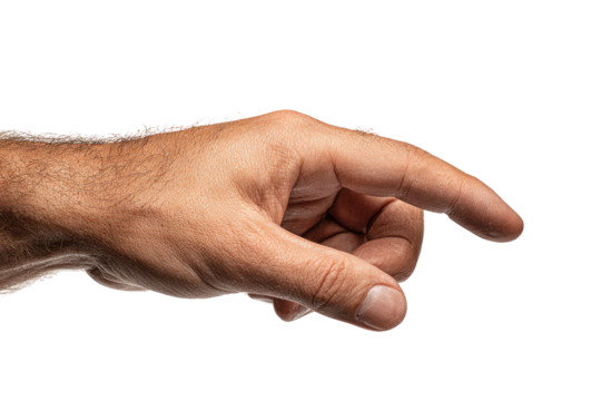 Close-up of a hand, light-skinned, pointing