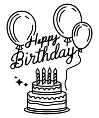 birthday cake with candles Hand drawn birthday cake with candles silhouette