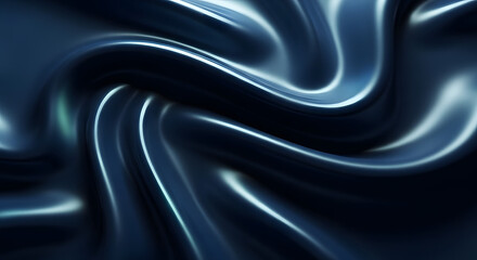 Obraz premium Elegant Swirling Fabric in Shades of Dark Blue and Cyan with Light Reflection Waves