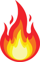 Stylized fire flame icon illustration representing heat, energy, and danger on white background