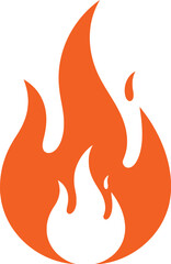 Stylized orange fire flame icon vector graphic symbol on white background for heat warning and energy