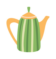 Classic rural teapot vintage stripes