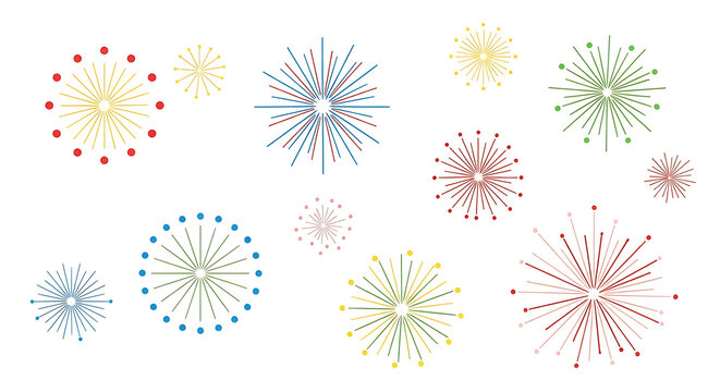 Colorful fireworks explosion graphic design elements - Powered by Adobe