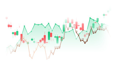 Stock market chart with uptrend and downtrend financial data analysis vector illustration on white background