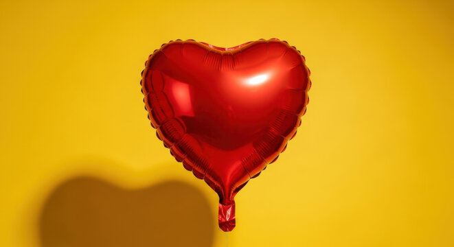 Red Heart Shaped Foil Balloon Floating Joy Happiness Love Romance Celebration Affection Decor Decoration Symbol Aerostat Metallic Shine
