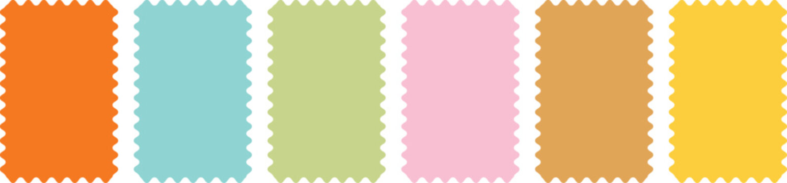 Fun Colorful Quote Text Boxes Vector Set. Groovy, Wavy Scallop Frame Borders and Squiggly Speech Bubble Collection.