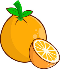 Vibrant Orange Fruit Vector Illustration with Half Slice. Fresh Citrus Produce Design Element for Healthy Eating.