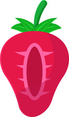 Vivid Sliced Strawberry Illustration. Fresh Red Berry Half. Sweet Fruit Cross Section Graphic