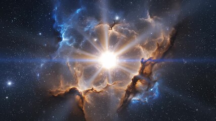 Nebula Evolves With Starfield and Gas Clouds in Deep Space