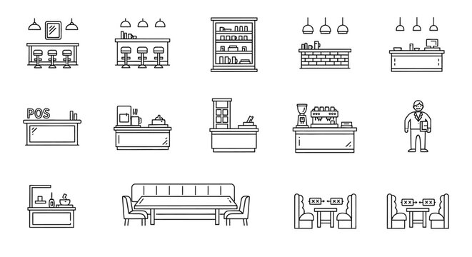 restaurant furniture dining area layouts featuring tables chairs booths for interior design visuals ideal for cafe blueprints and space planning