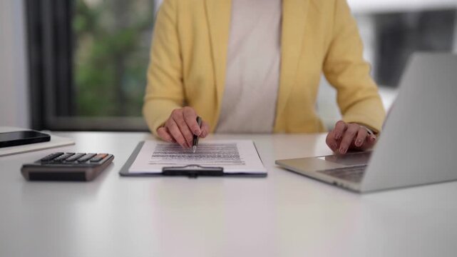 Asian adult woman real estate agent client phone call property business management office workspace professional discuss home sales digital work communication planning