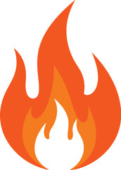 Stylized fire flame icon, a graphic symbol representing heat, energy, warning, and passion, on white.