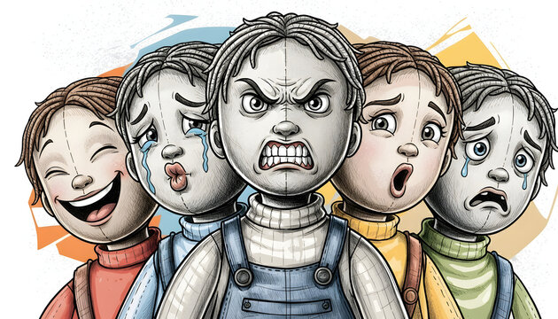 Kids' Emotional Spectrum - Anger, Joy, Sadness, and Surprise Expressions