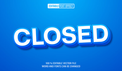 Editable 3d text style effect - Blue Closed text effect Template