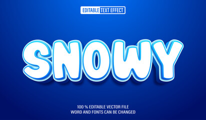 Editable 3d text style effect - Snowy text effect Template