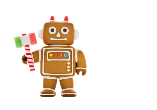 ロボット型クッキー、ハンマーを持つ可愛らしいお菓子、手作り風、お祝い、美味しい焼き菓子、甘いデザート