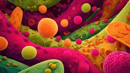 vibrant microscopic organic cell structures