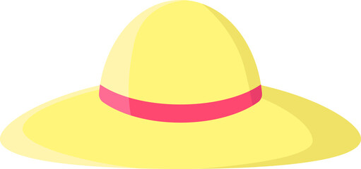 Yellow Straw Hat with Pink Band for Summer Travel and Outdoor Lifestyle