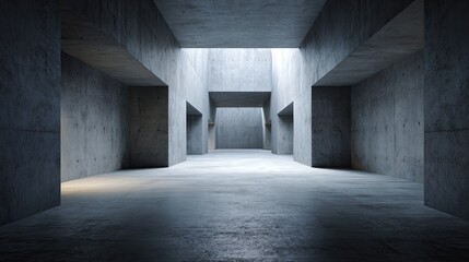 Obraz premium Abstract Interior Space with Concrete Walls and Dramatic Lighting