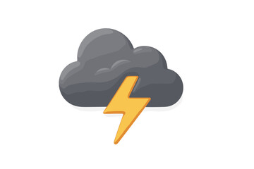 Dark gray storm cloud with bright yellow lightning bolt symbolizing severe weather and danger warning