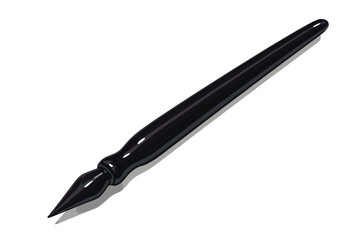 Elegant black ink pen handle with a pointed nib isolated on a white background