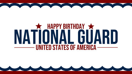 Modern Happy Birthday National Guard banner template on white background, ideal for honoring service and dedication