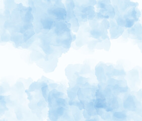Watercolor painting background in shades of blue, creating a soft and textured effect, perfect for adding a cool and artistic touch to designs