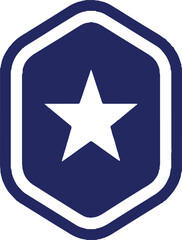 Obraz premium Isolated blue shield with a five pointed white star emblem symbol icon