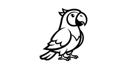 Fototapeta premium Stylized Parrot Illustration with Bold Outlines and Distinct Features.