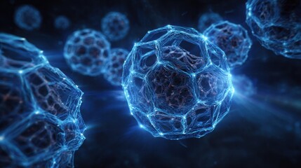 illuminated blue molecular structures science