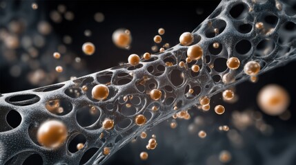 abstract molecular mesh and floating cells