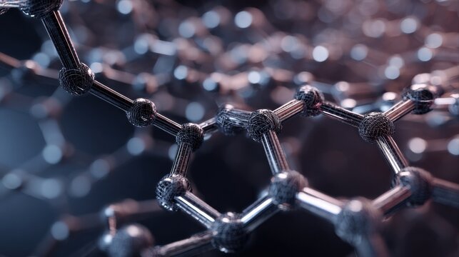 glowing metallic molecular lattice closeup