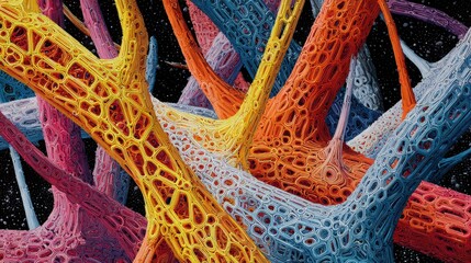 vibrant fractal organic tubes in space