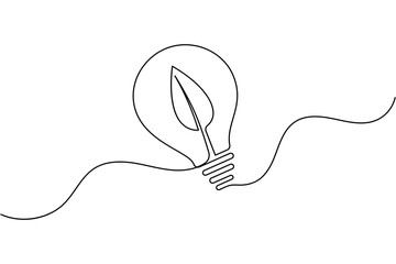 Light bulb icon continuous one line drawing minimalist outline vector illustration
