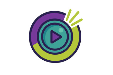 Vibrant abstract media player icon with concentric circles and radiating light symbolizing streaming video content