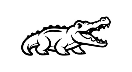 Stylized Crocodile Illustration with Open Mouth and Visible Teeth.