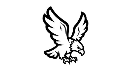 Stylized Eagle Illustration with Wings Spread in Black and White.