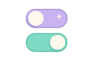 Modern UI toggle switches showing active and inactive states for web design and applications