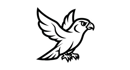 Stylized Falcon Illustration with Sharp Features and Dynamic Wing Position.