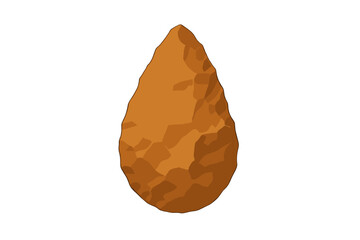 Ancient Paleolithic stone hand axe artifact with rough chipped surface texture